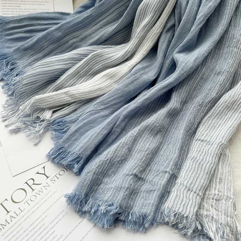 Fashion Simple Classic Scarf for Mens Autumn Solid Color Stripe Pattern Cotton Blended Silk Scarf for Mens Shawl W250107