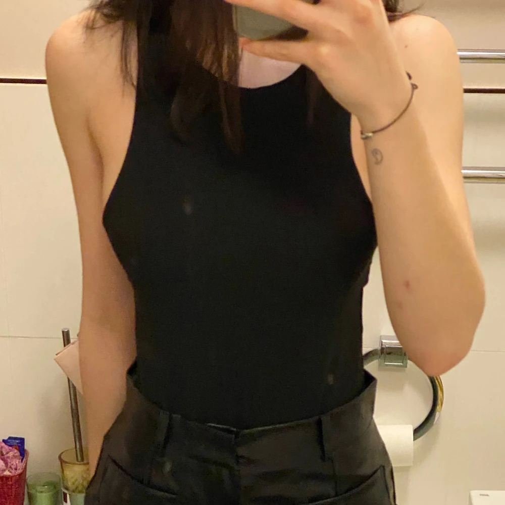 Drop Womens Off Shoulder Sleeve Stretchy Basic Bodysuit Shirt Sleeveless Tank Top Body Female 250103