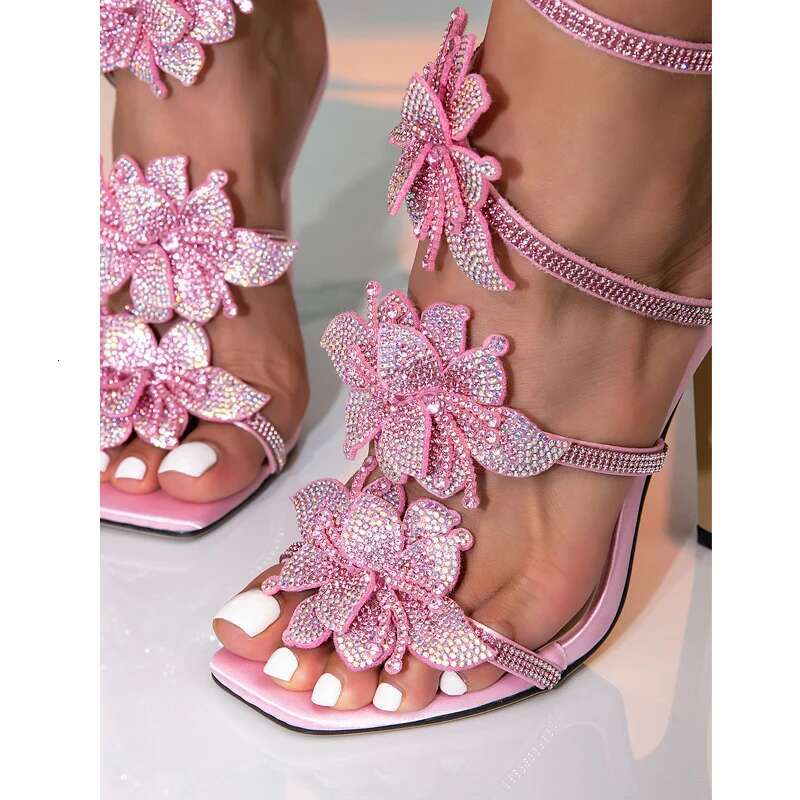 Eilyken New Design Crystal Wer Ankle Strap Women Sandals Sexy Thin High Heels Open Toe Stripper Party Ladies Shoes