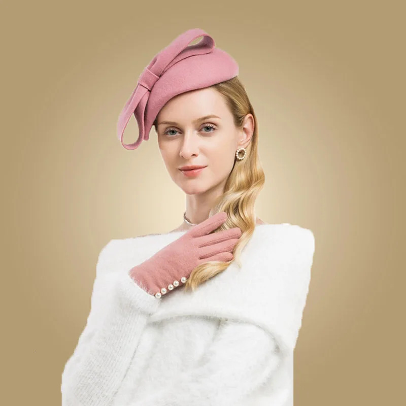 FS Fascinators Wool Pillbox Hats For Women Elegant Black Blue Bowknot Wedding Derby Cap Felt Fedoras Church Hat Chapeau 250106
