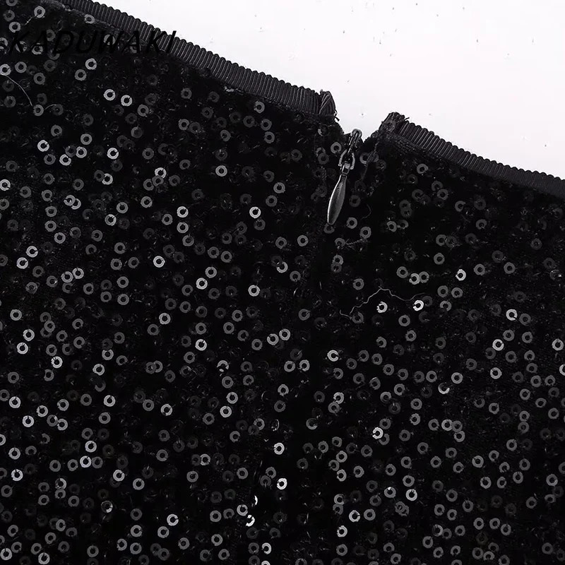 KADUWAKI Winter Shiny Loose Suit Coat Mini Skirt Sets Sequin Womens Fashion Suit Jacket Skirt Lady Streetwear Elegant Outerwear 250106