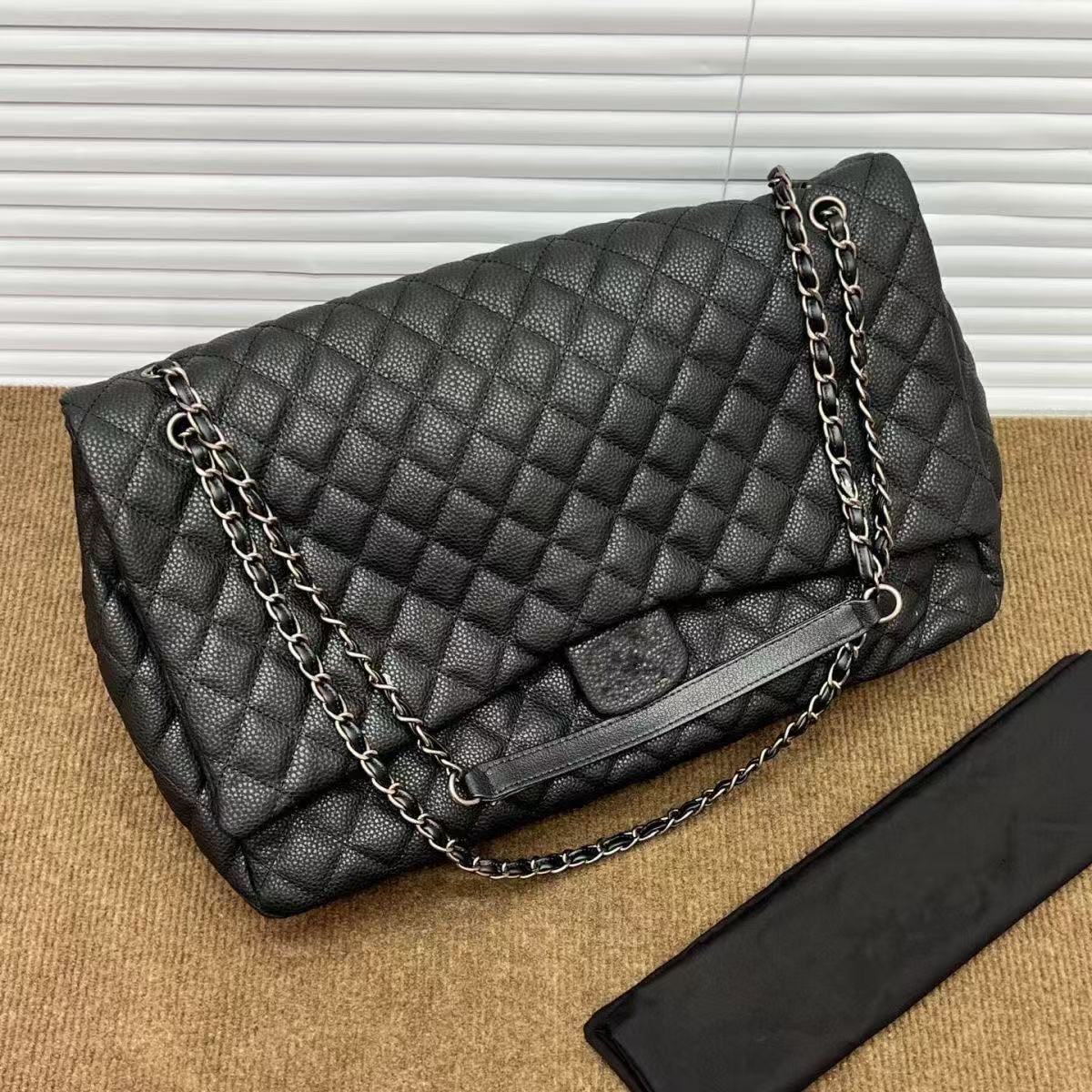 Large 46cm 40cm airpot bag shopping soft Caviar Genuine Leather travel large 30cm Shoulder Designer Tote Womens Handbags Black Crossbody Bag bags