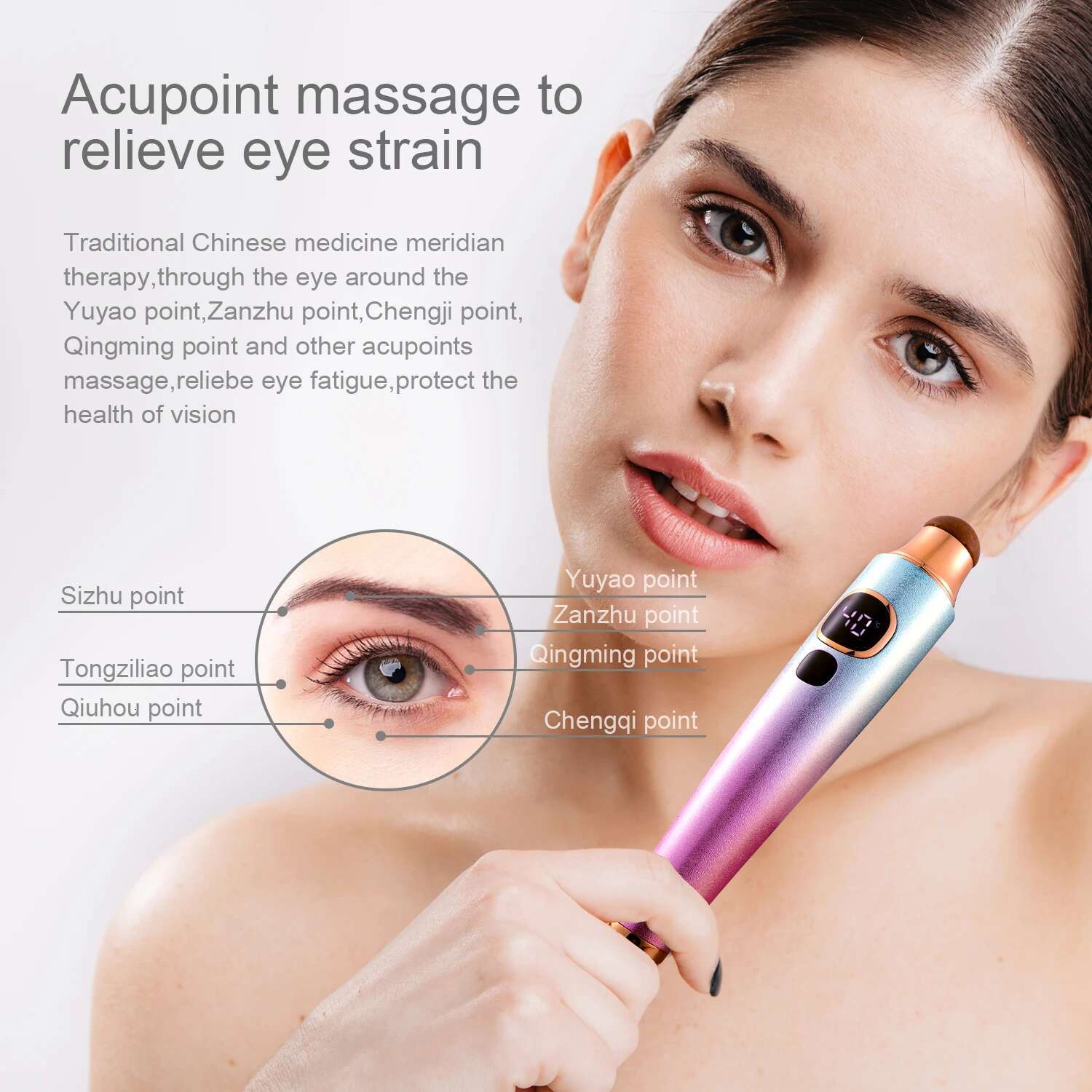 Stone Needle Eye Massager Heat Tool/Meteorite Wand Roller Pen Reduce Wrinkle Fatigue Puffiness Dark Circles Acupuncture Therapy