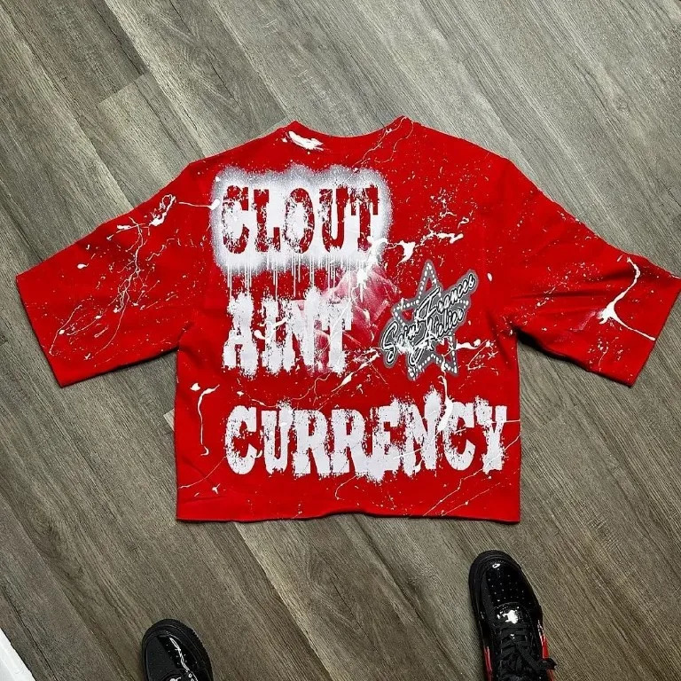 Streetwear T Shirt Y2K Hip Hop Punk Rock Letter Graphic Print Oversized TShirt Mens Womens Round Neck Cotton Sleeve Tops 250106