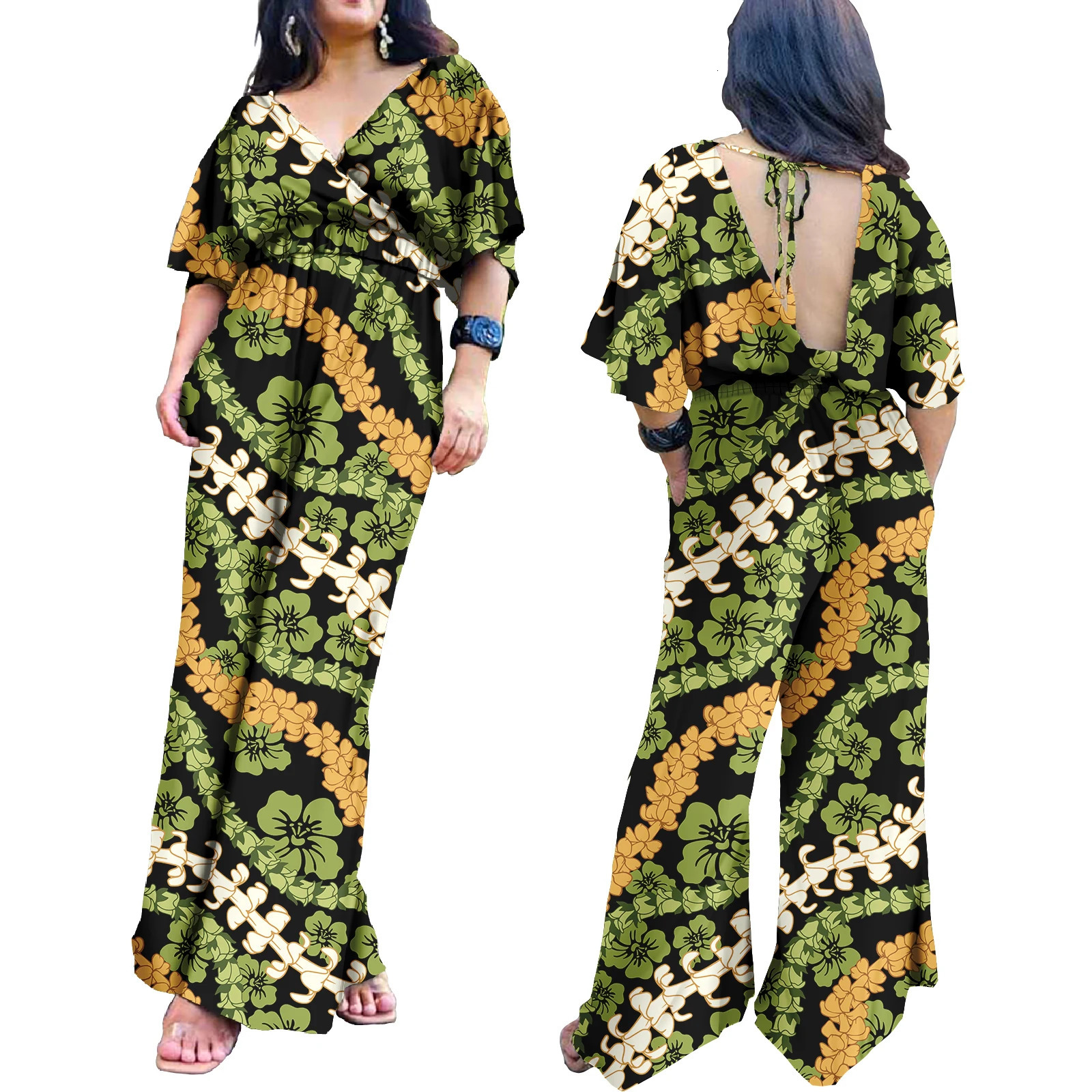 y Polynesian Elei Tribal n Womens Oversize Jumpsuit Custom Casual Suspenders WideLeg Fitness Print Rompers 250103