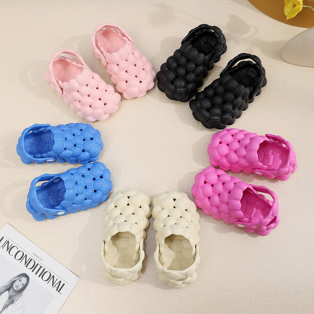 Children Kids Home Slippers Cute Bubble Ball Sandals Summer Outdoor Fashion Beach Shoes 250106
