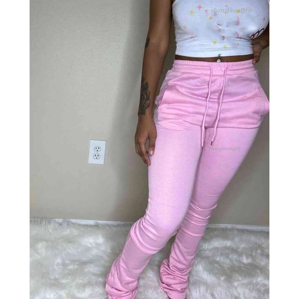 9 Colors Women Long Stacked Sweatpants Spring Y2K Drawstring Pants Casual Workout Sporty Wear Trousers Joggers Street Style 210517