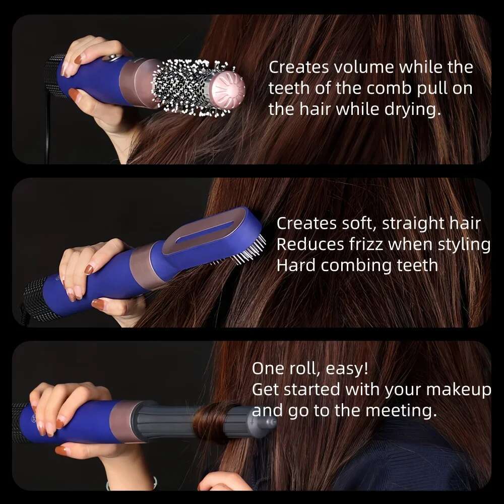 5-in-1 Negative Ion Automatic Curg Iron Multifunction Convenient Hair Dryer Volume Straight Hot Air Comb Curly Girl Method