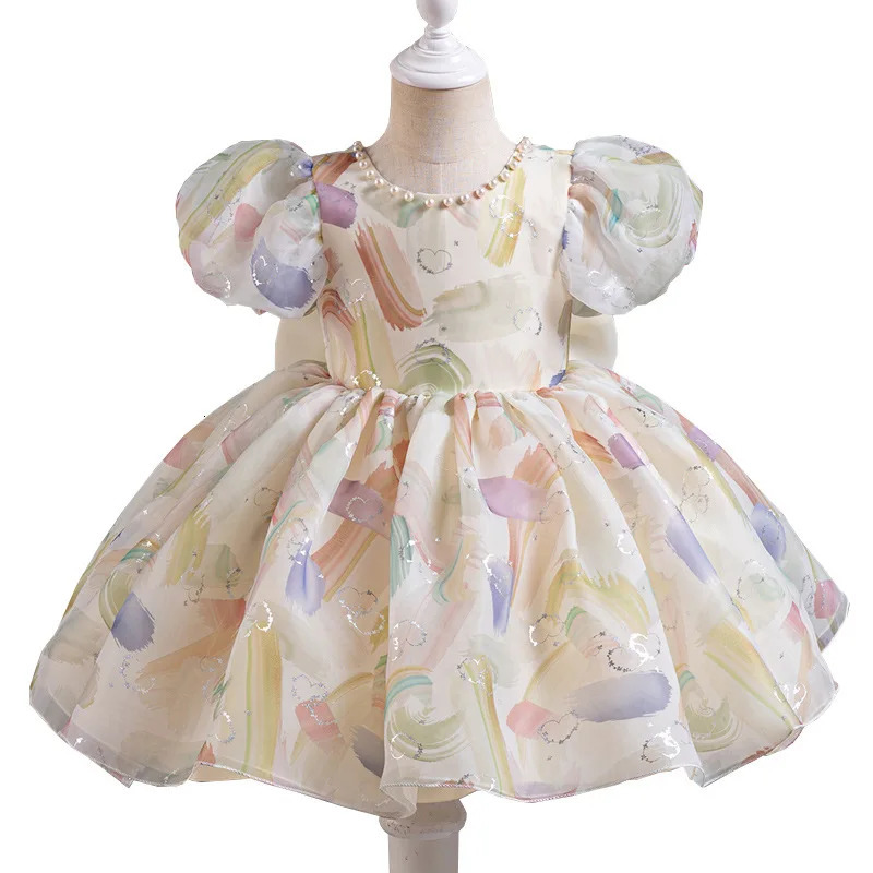 Fashion Flower Girl Dresses for Weddings Lace Short Sleeve Prom Dresses Summer Children Girls Party Dresses 1-7 Years 250107