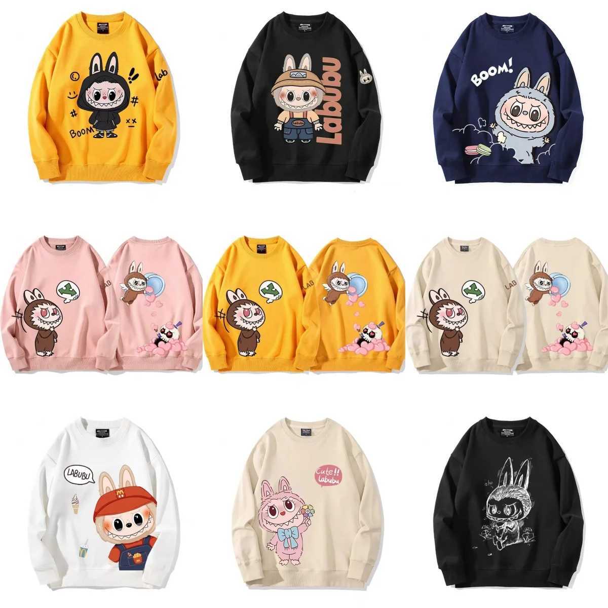 Men's Hoodies Sweatshirts LABUBU Cute Cartoon Flce Unisex Pullover Trendy Cotton Crew Neck Sweater Fashion Print Autumn and Winter Hoodie High Quty T250107