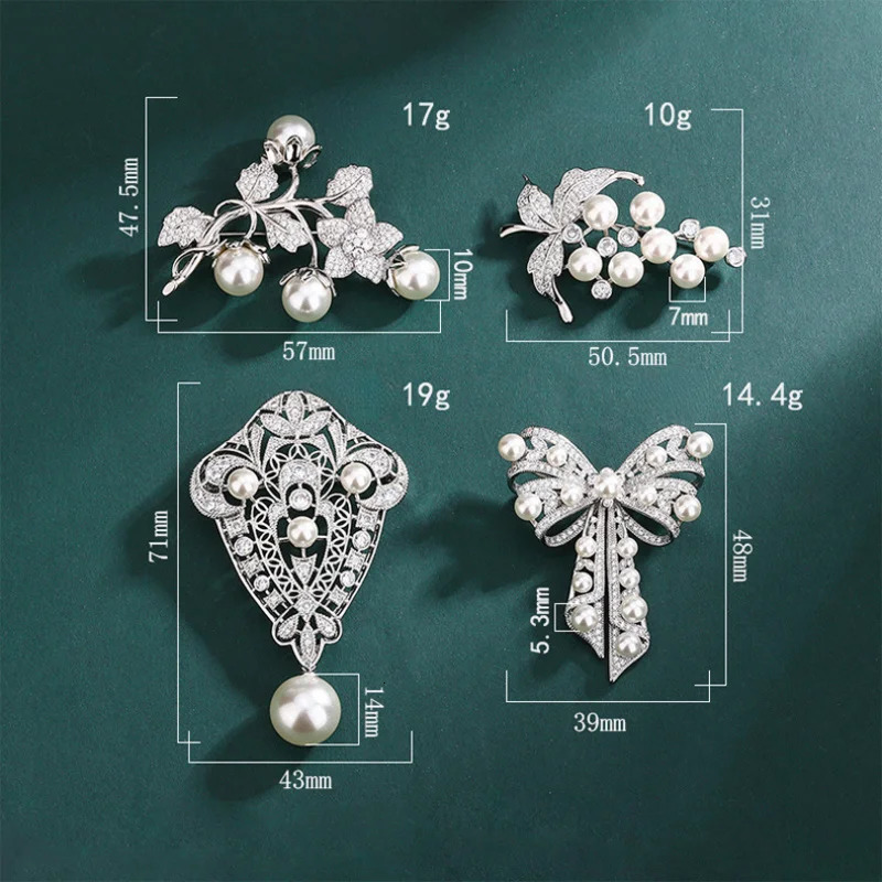Sweet Baroque Pearl Brooch Wedding Dress Fixed Accessories Chest Flower Charm Rhinestone Jewelry Women gift 241230