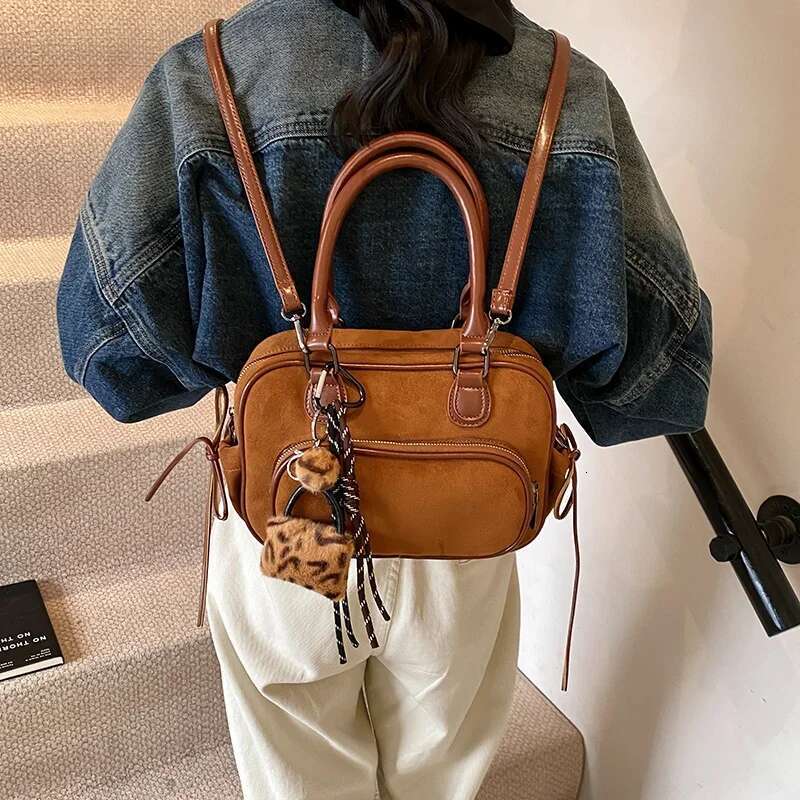 Ddmymarket Retro Small PU Leather Top-handle Bags for Women 2024 Winter Y2K New Fashion Crossbody Shoulder Bag Handbags