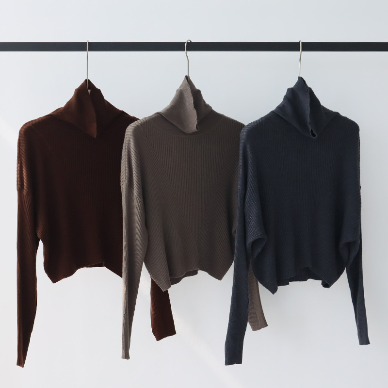 DGBB10 Women's Wool Blend Pleated Pullover with Soft Half Turtleneck