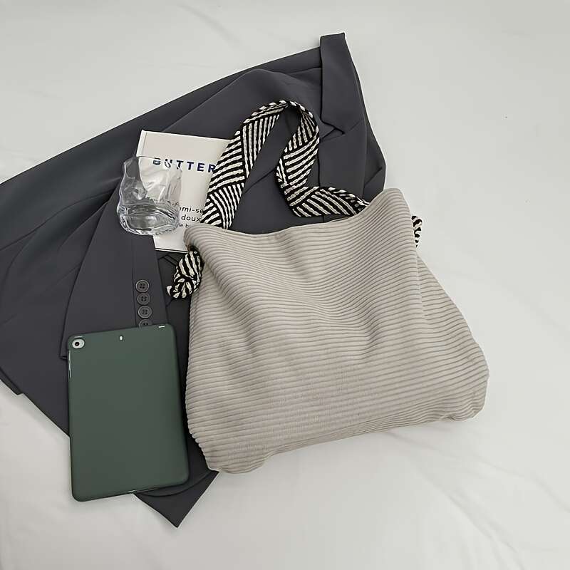 A Versatile Stylish Corduroy Tote Women, Suitable for Casual Outings, Commuting, Shopping. This High-Quality Bag Can Be Used in Various Scenarios, Inc