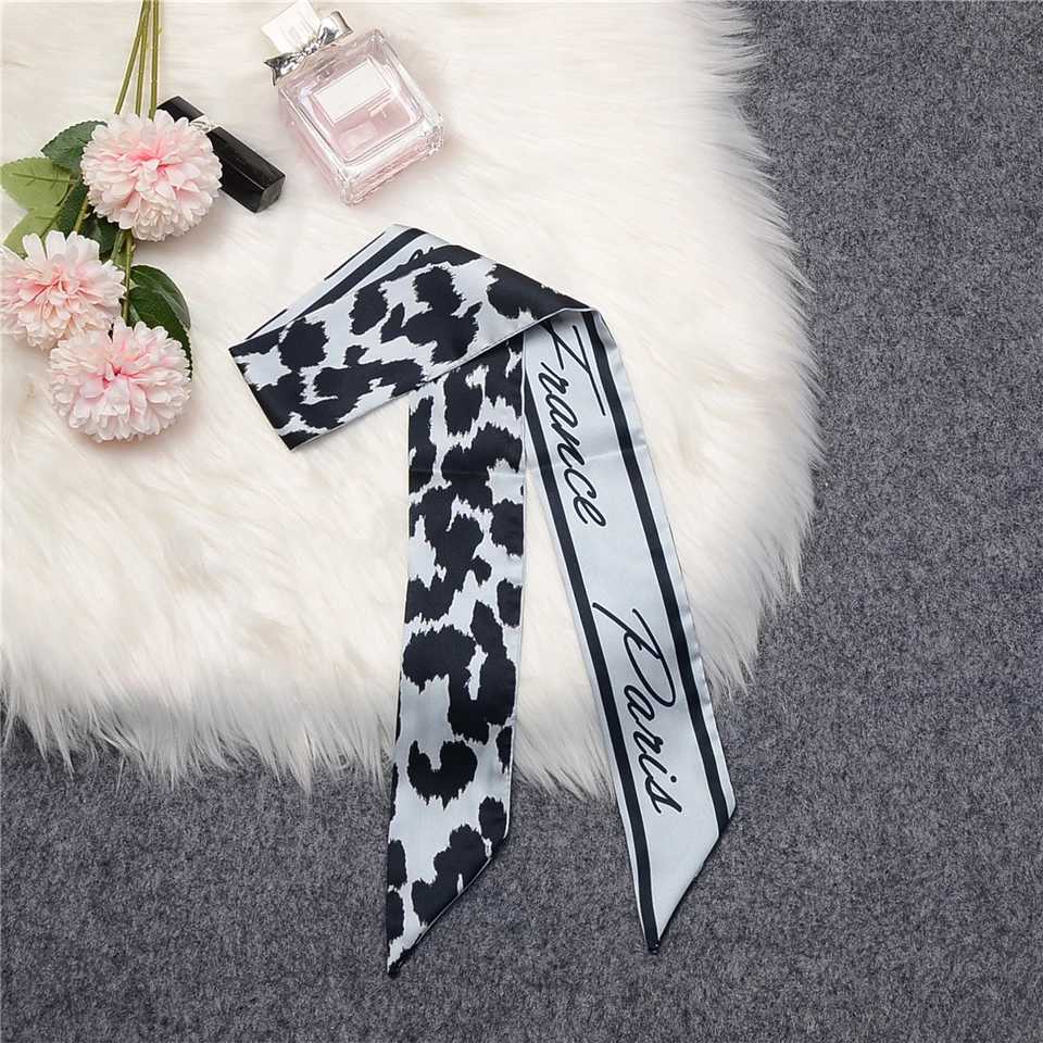 Leopard Twill 100% Silk Scarf Womens Brand Scarf Thin Bag Scarf Design Wrist Towel Foulard Summer Collar Headband W250107