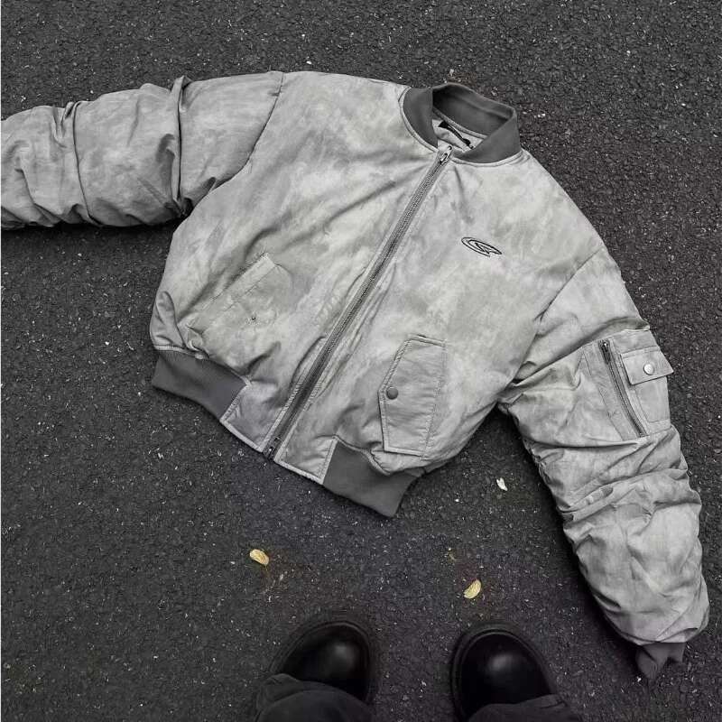 Retro Wasteland Wind Jackets Pleated Design Flight Jacket Baseball Cotton Suit American Parkas Hip Hop Winter Coat New Man