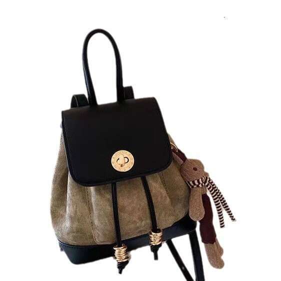 2025S Designer S New Model Autumn And Winter New Casual High End Deer Veet Leather Small Versatile Outdoor Backpack