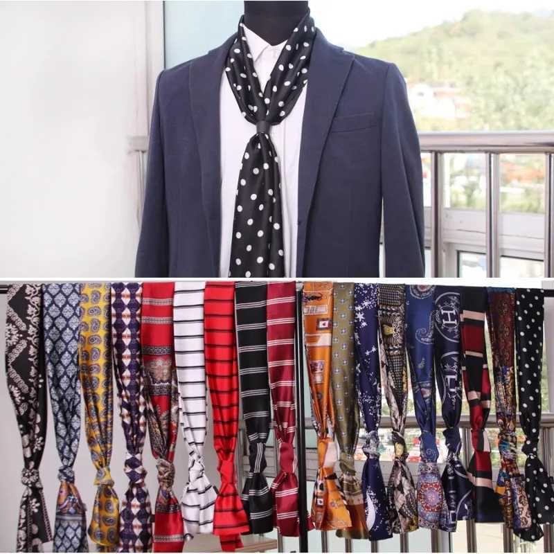Mens silk scarf with British striped print narrow scarf Korean version womens retro suit decorative small scarf W250107