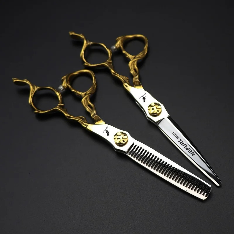 Nepurlson Professional Barber Hairdressing Scissors Set for Hair Salon 6 Inch Cutting Scissors Hairdresser Thinning Scissors 250106