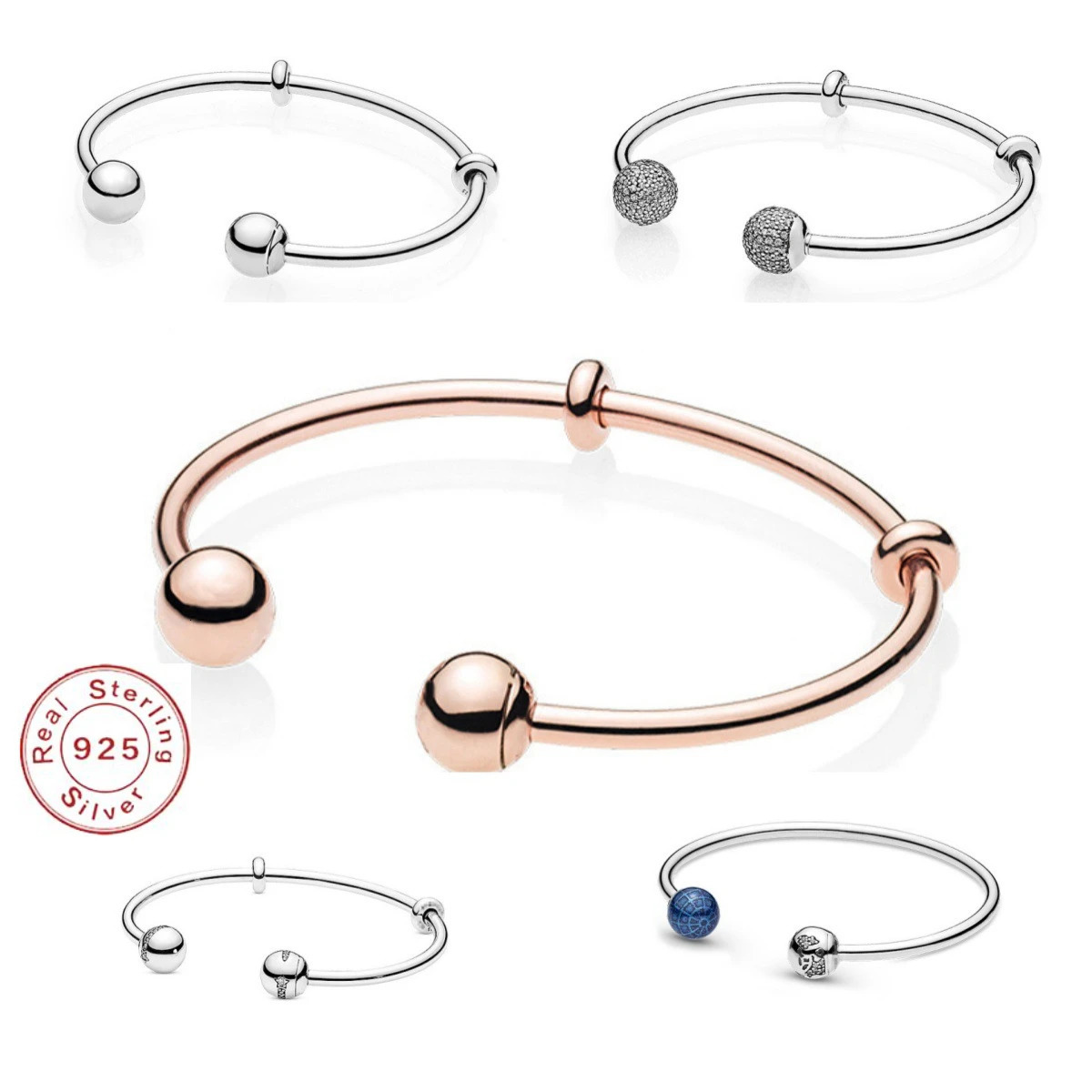 925 Sterling Silver Basic Bracele for Women 2024 Trendy Classic Fashion Party Gift Adjustable DIY Womens Jewelry Accessories 250107