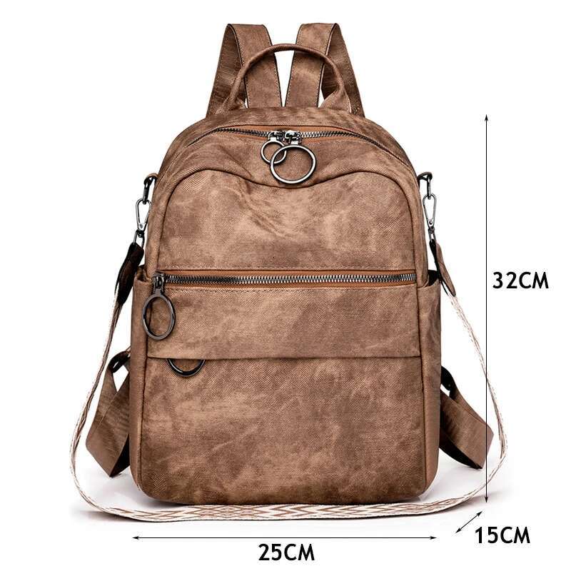 Fashion Backpack Women Quality Leather Rucksacks Ladies Shoulder Bag Multifunction Travel Back Pack Large School Bags For Girls