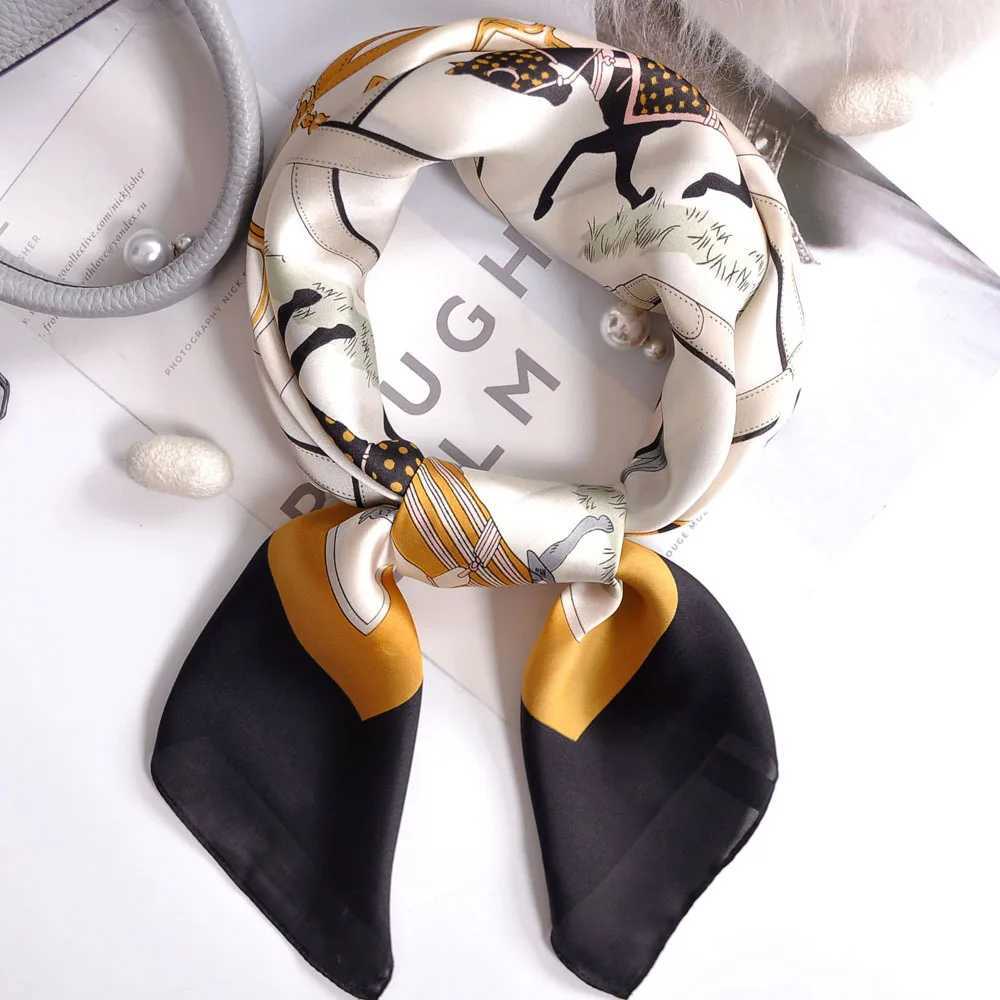 Luxury almond print 70 * 70cm silk square scarf for womens soft satin hair collar tie for womens headband Foulard bag ribbon gift W250107