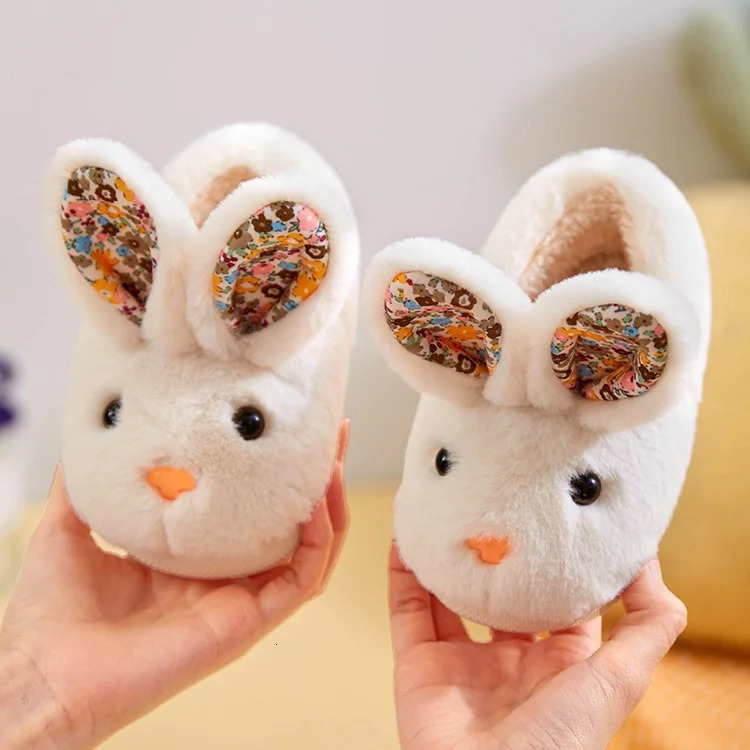 Baby Kids Boy Girl Rabbit Plush Slippers Home Indoor Shoes Furry Slippers Winter Childrens Cute Warm Plush Footwear 250106