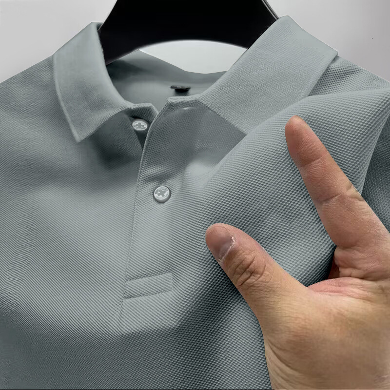 Mens polo shirt T-shirt short sleeved summer solid color high-end business casual lapel mens half sleeved T-shirt mens