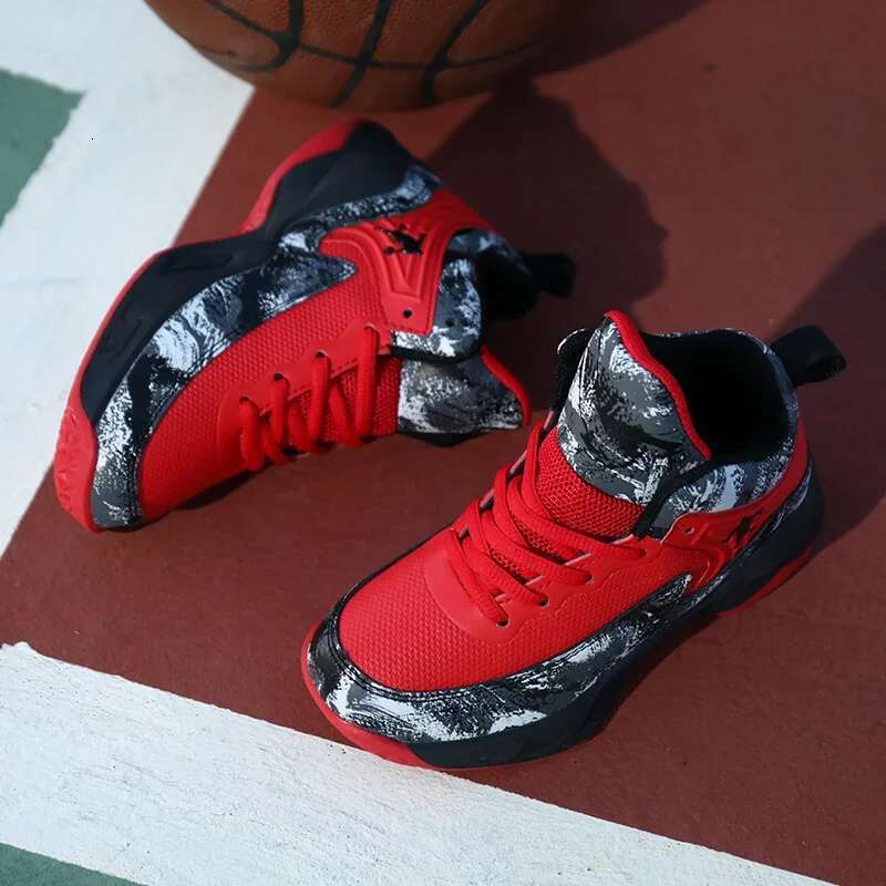 New Boys Brand Bask etball for Kids Sne akers Thick Sole Non- slip Children Sports Child Boy Training Athletic Shoes