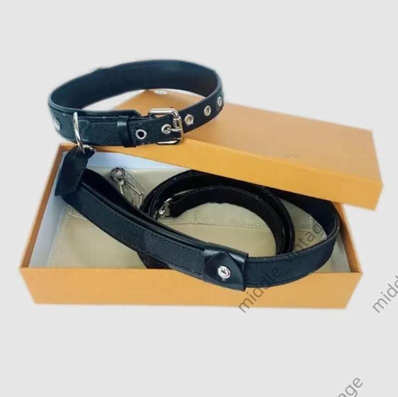 Designer Pet Genuine Leather Cat And Dog Travel Anti-lost Presbyc Collar Leash Set With Gift Box