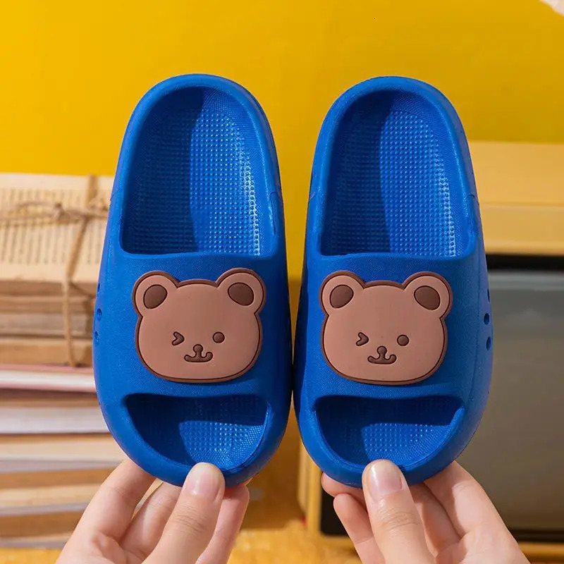Cartoon Bear Kids Slippers Boys Girls Thick Sole Non-slip Beach Shoes Summer Soft EVA Comfort Flip Flops Indoor Bathroom Slipper 250106