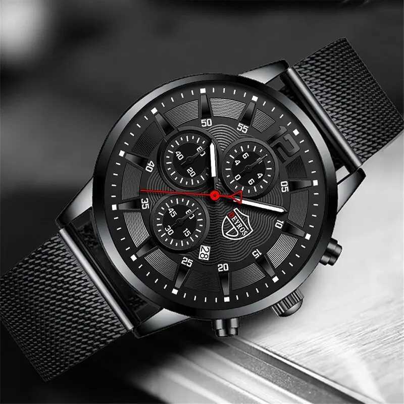DEYROS Mens Fashion Minimalist Watches Men Business Casual Quartz Watch Simple Male Stainless Steel Mesh Band Clock Reloj HombreX250107