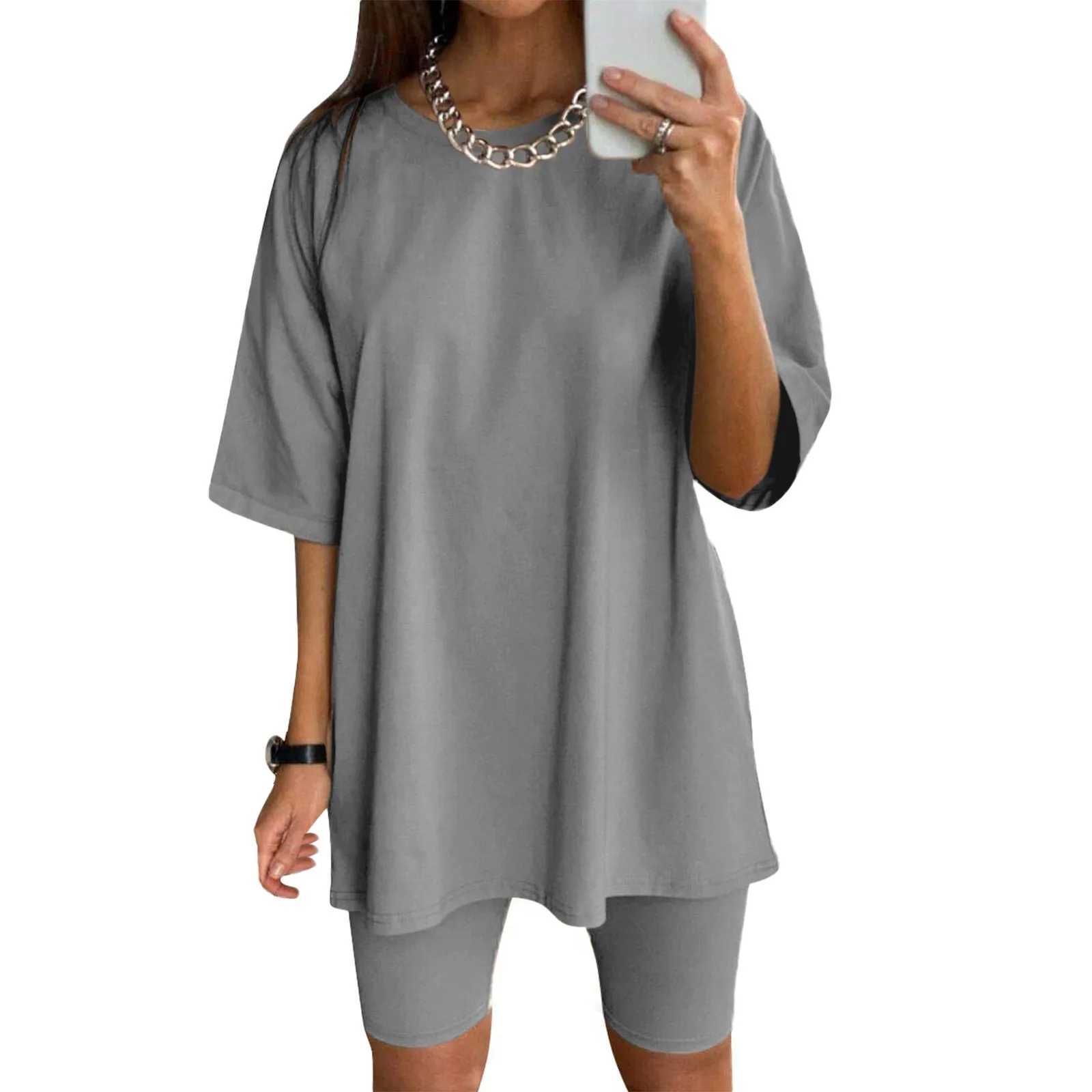 Women Half Sve T-shirt Top Shorts Belt Homewear Two Pieces Suit Leisure Set Bodycon Shorts Bottom Suit Two Piece Sets OutfitXJ250106