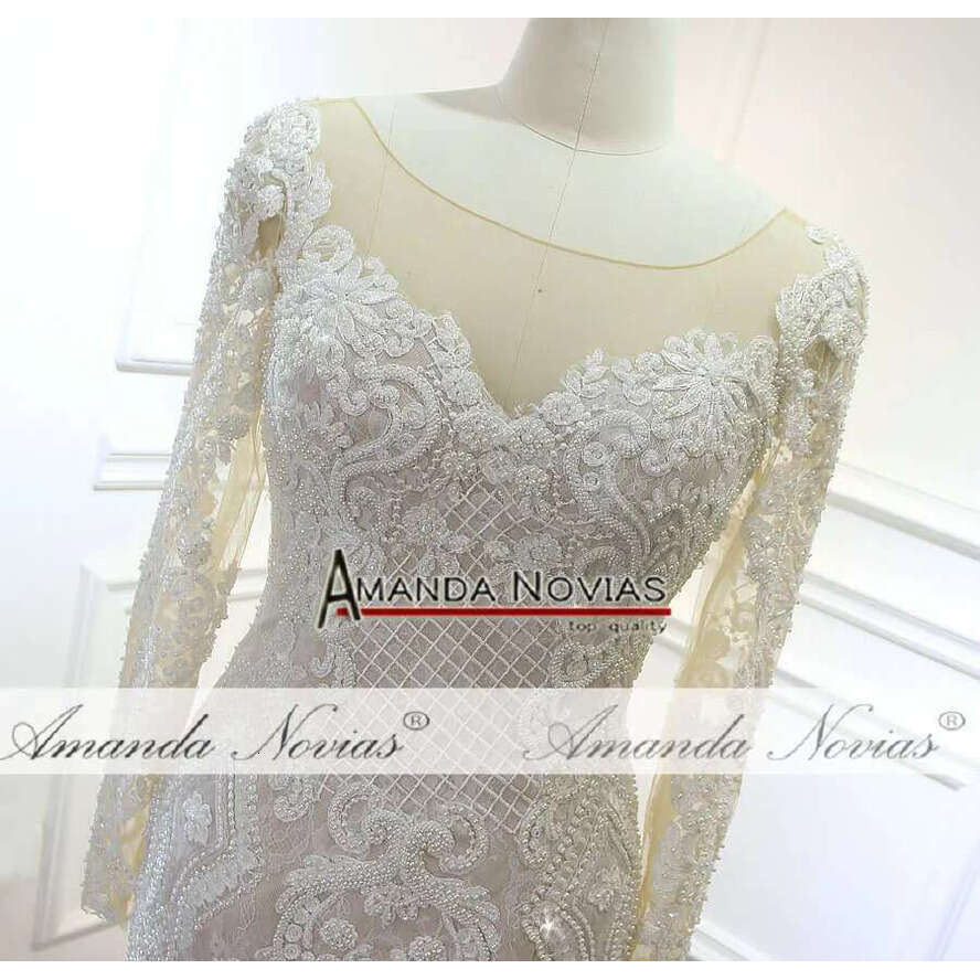 New Mermaid Wedding Dress Champagne Color With Nice Beading