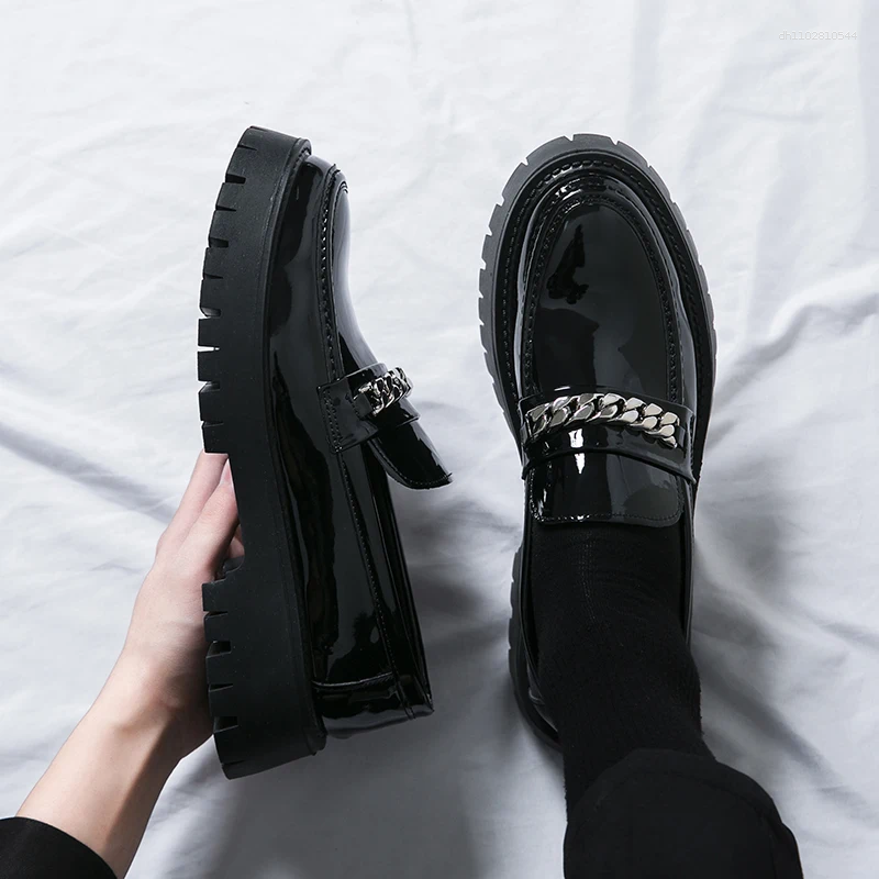 Casual Shoes Italian Brand For Men Business Fashion Designer Shoe Thick Sole Leather Male Platform Wedding Dress