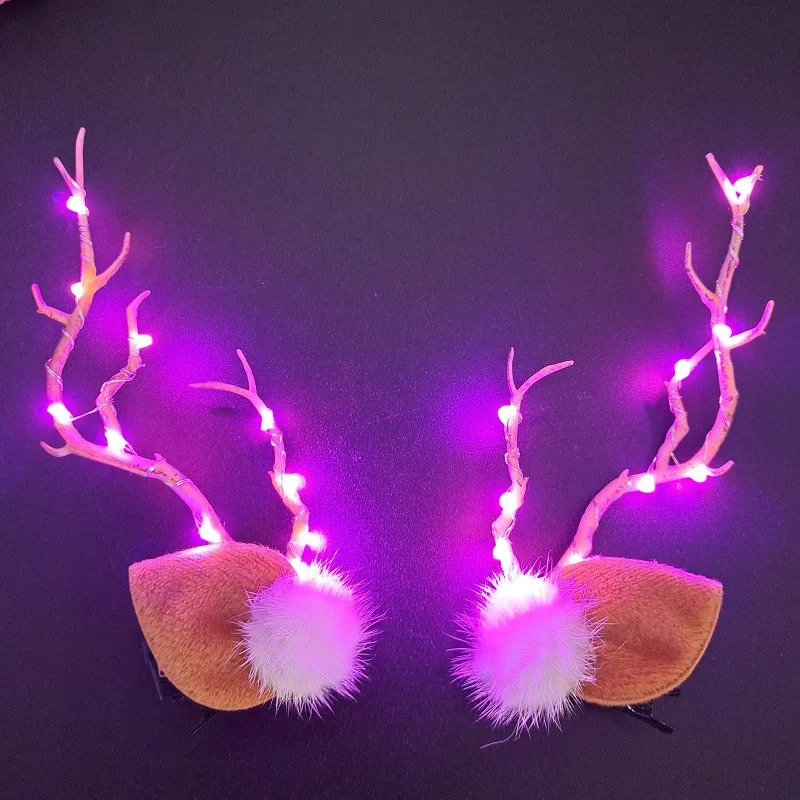 1Piece Women Christmas Headband Led Elk Headwear with Lights Christmas Cosplay Props Year Gifts 241218