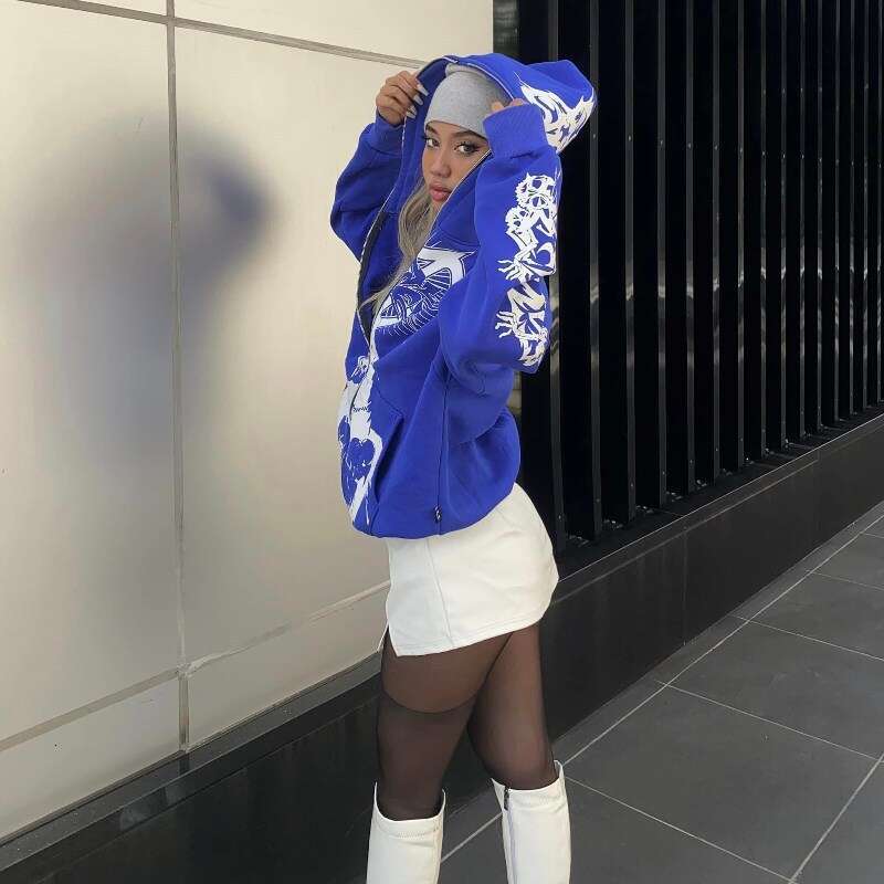 New loose printed cardigan casual hoodie with personalized portrait hooded men's and women's outerwear top