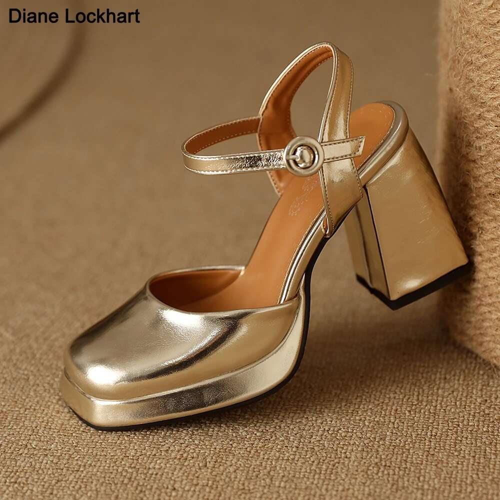 Women's Sandals Summer Pumps New 2024 Ankle Straps Gold Sier High Heels Flip Ps Female Party Shoes Designer Big Size