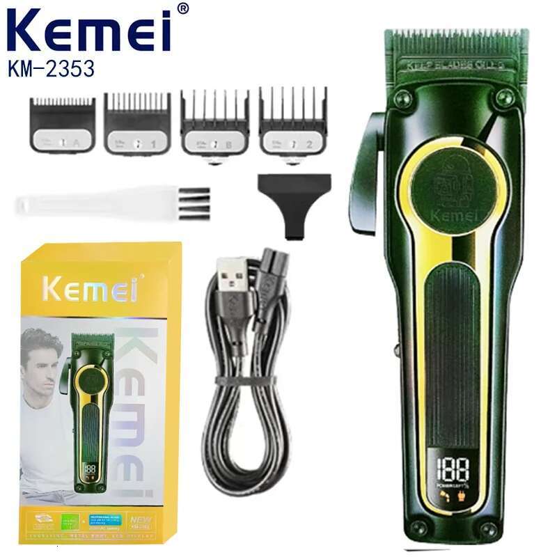 -2353 Professional Adjustable Trimmer Salon 7000rpm Men's LCD Display Hair Clipper