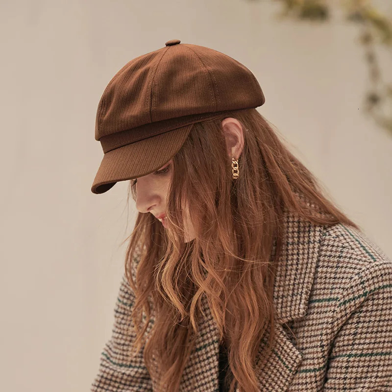 Winter Vintage Berets Caps For Women French Artist Warm Felt Hats Beret Female Solid Octagonal Hats Autumn Girl sboy Cap 250106