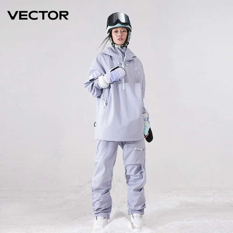 2025 Men Women Solid Color Jacket Ski Pants Warm Windproof Winter Overalls Hoodie Waterproof Outdoor Sports Clothing Snowboard