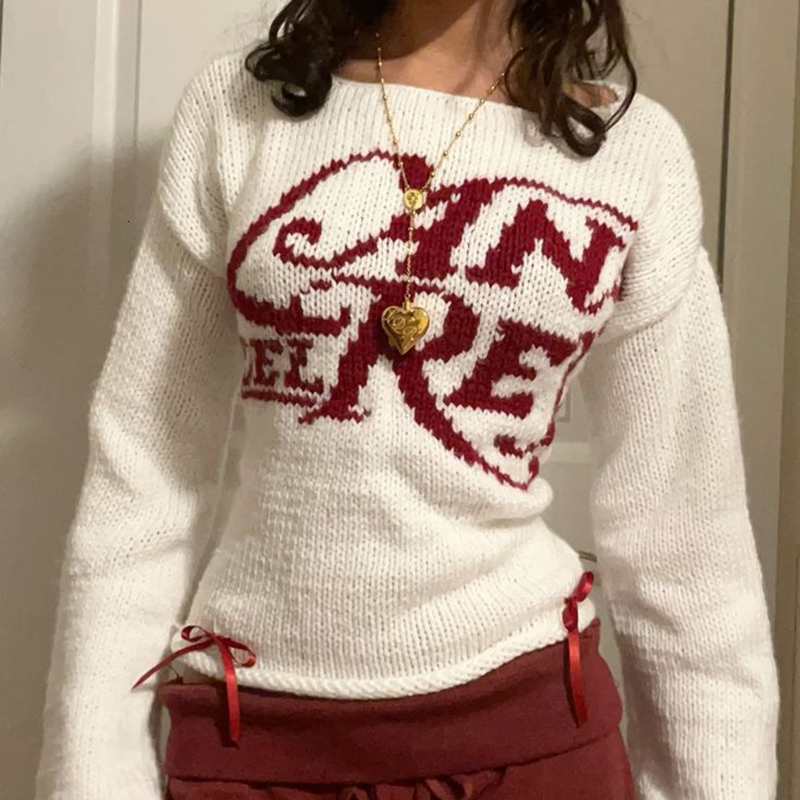 Woman's Clothing Pink Cute Chic Aesthetic Long Sleeve Y2k Emo Sweater Vintage Haruku Slim Pullover 90S Tide Casual Tops