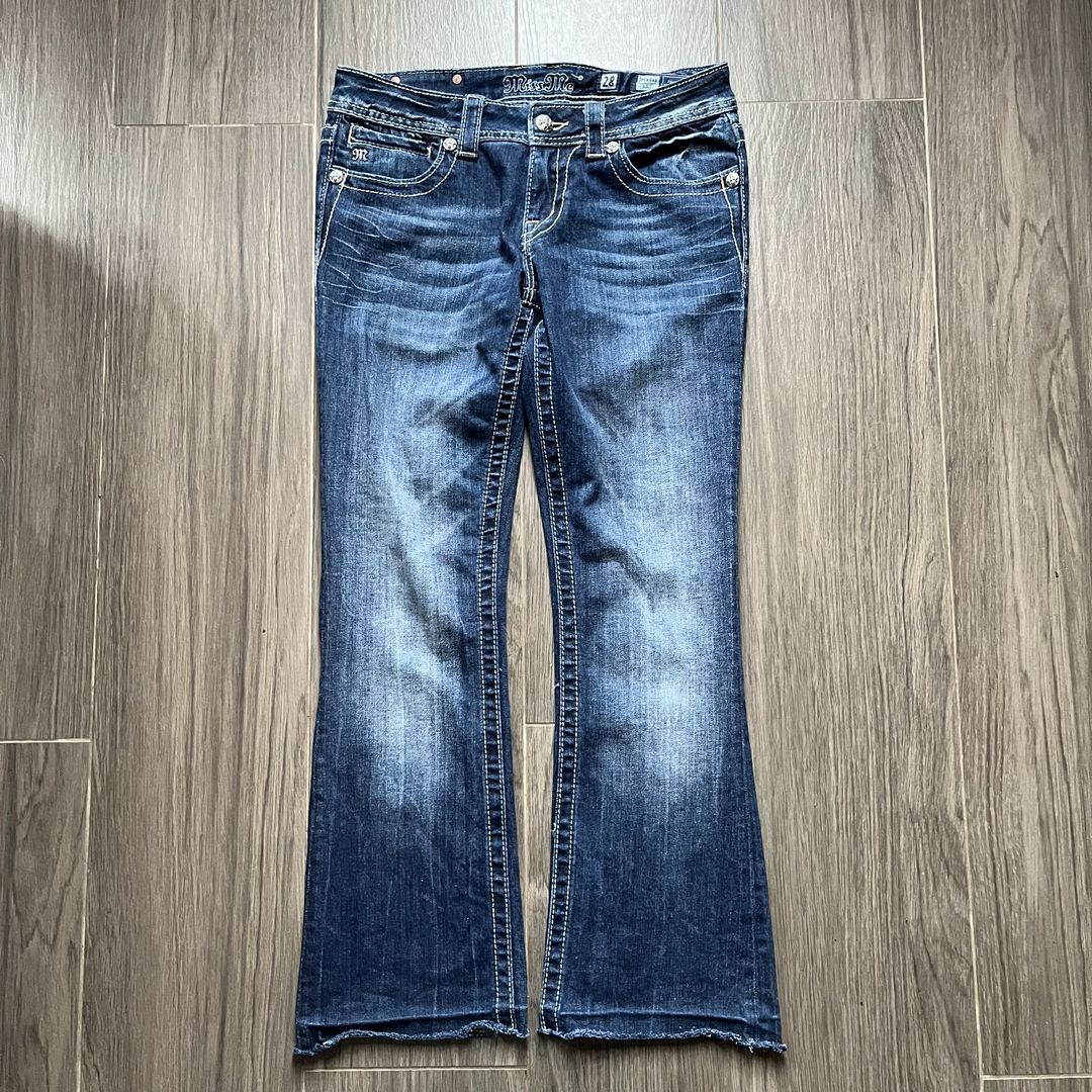 American Haruku Gothic Y2k Heavy Industry Washed Blue Embroidered Pattern Women's Autumn Street Trend Slim Flared Jeans