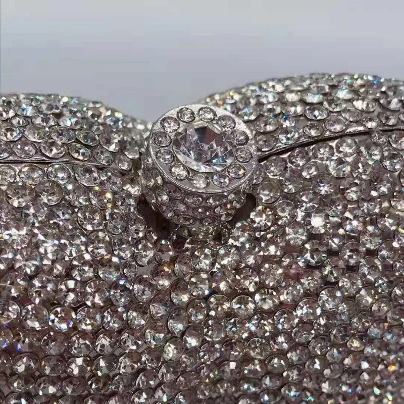Luxury Red Diamond Studded Heart Clutch - Glamorous Evening Bag for Special Occasions