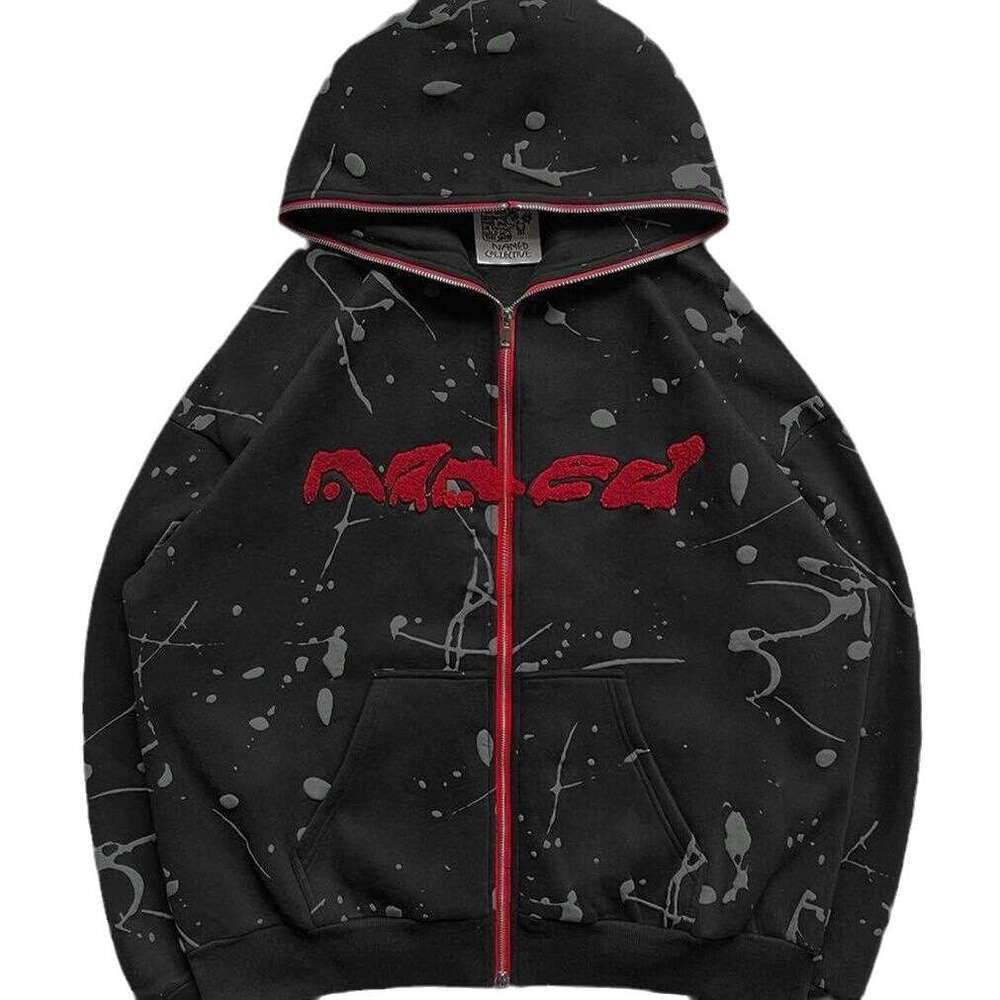 casual top Y2K hip-hop outfit street men's and women's pullovers trendy letter printed loose hoodie