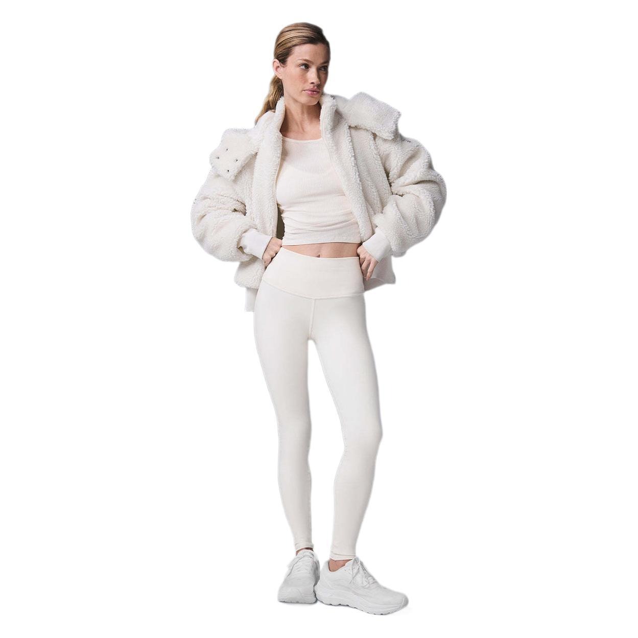 2025 Designer Yoga Hooded Coats Foxy Sherpa Jacket Lamb Plush Warm Long Sleeve Sweater Zip Cardigan Sweatshirts Loose Short Thick Sweattops