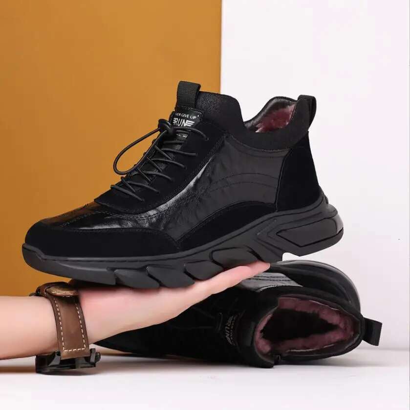 Ddmyoutdoor China Domestic Black Genuine Wool Men Shoes Cow Leather Super Warm Size Winter Non Slip Snow Boots