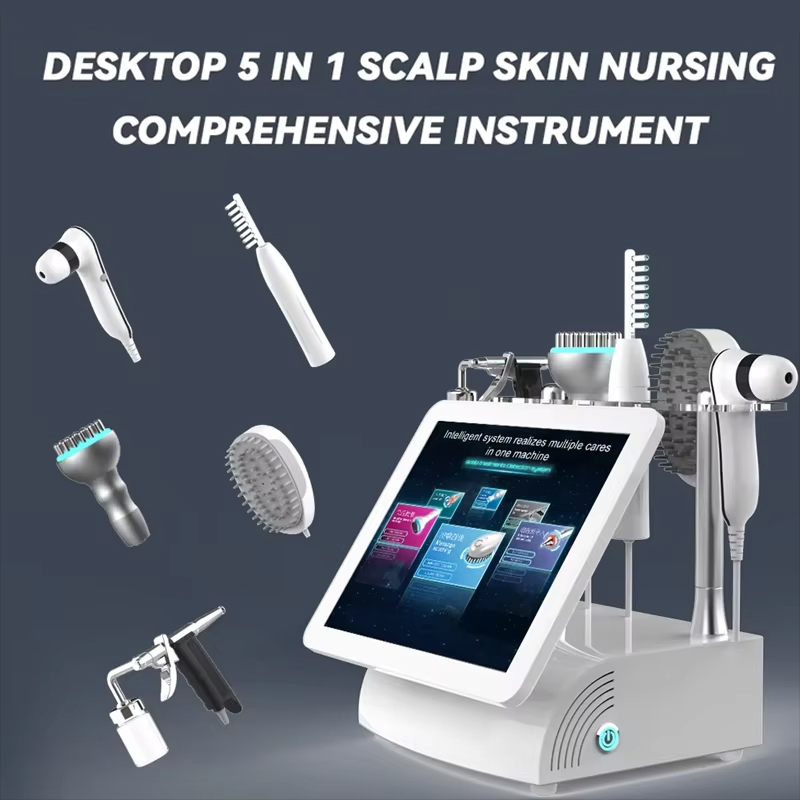 Multifunctional Anti-hair Loss Scalp Treatment 5 in 1 Physiotherapy Follicle Health Detection 200X Lenses Hair Loss Therapy Microcurrent Massage Machi