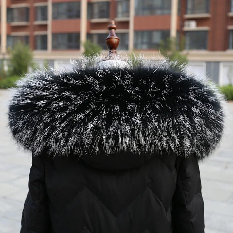 100% Natural Fur Collar Real Raccoon Fur Women Scarves Winter Coat Neck Cap Fur Trim Collar Long Warm Genuine Fur Scarf 250106