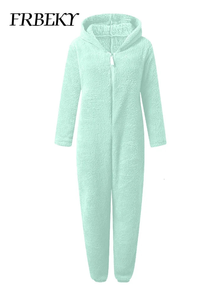 Jumpsuit Women Autumn Winter Thickened Hooded One Pieces Elegant Overalls for Full Length 250103